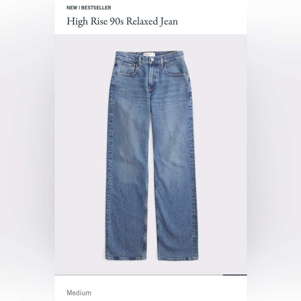 Abercrombie 36/22 High Rise 90s Relaxed Blue Jeans